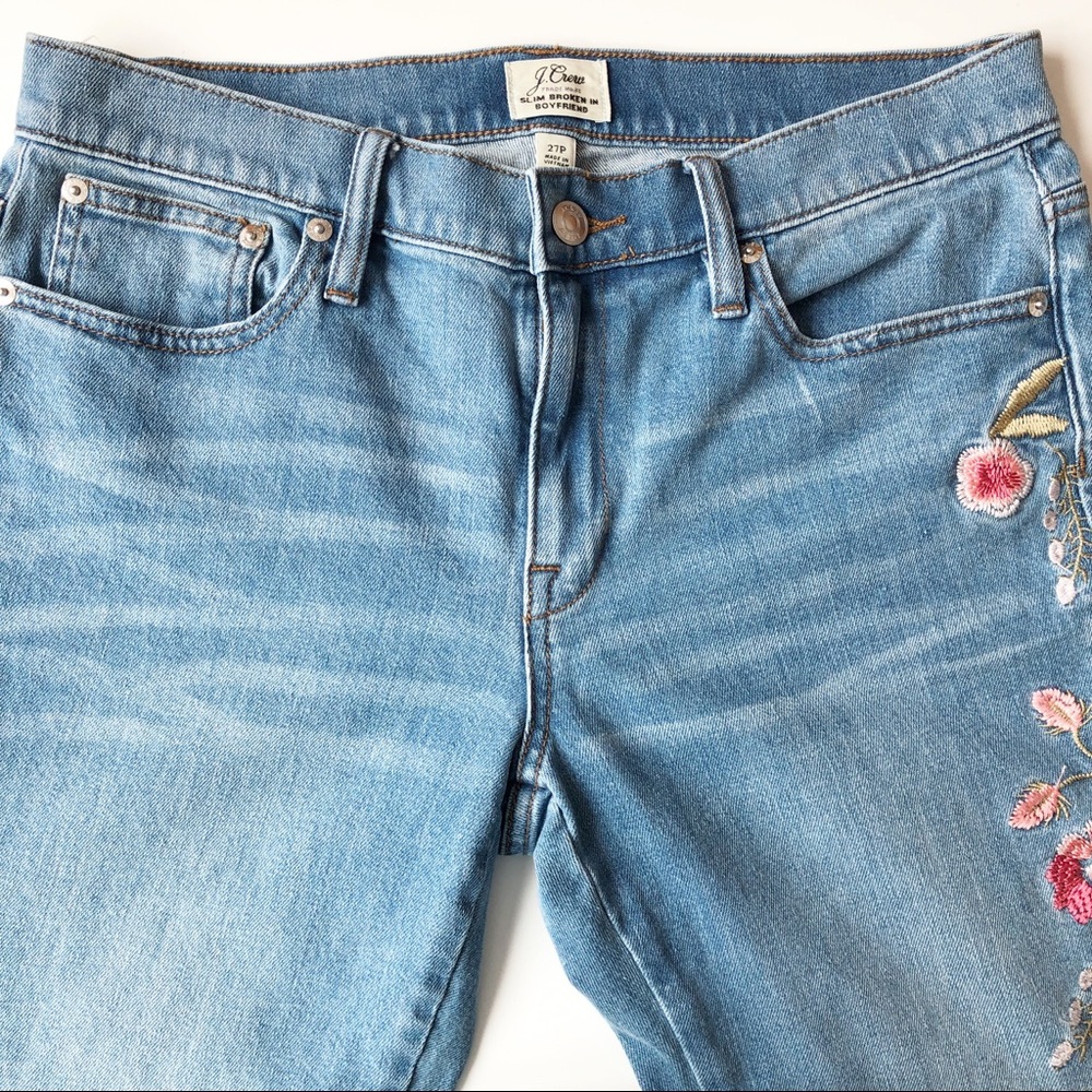 J. CREW Embroidered Capri Boyfriend Jeans SZ 27P